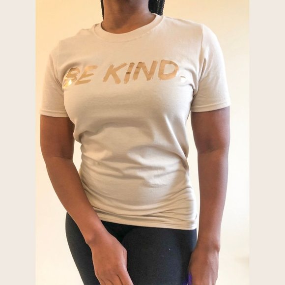 (NWT) Be Kind T-Shirt with Gold Foil Print - Picture 3 of 4